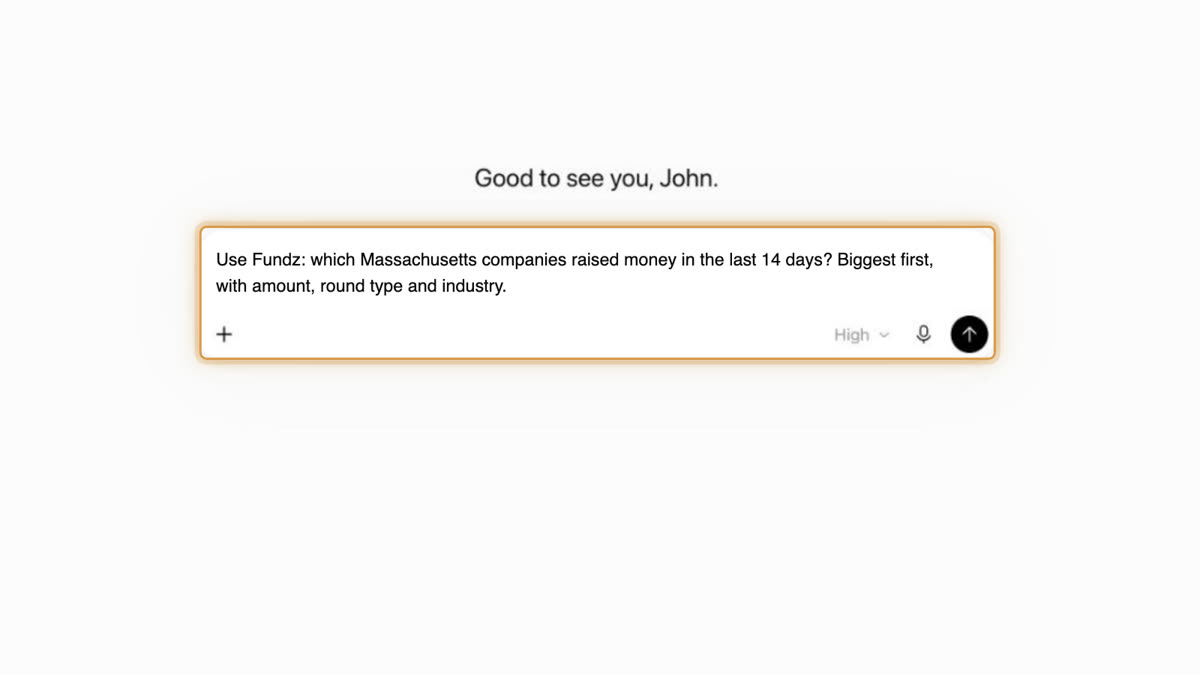 A new ChatGPT chat with a question that begins Use Fundz